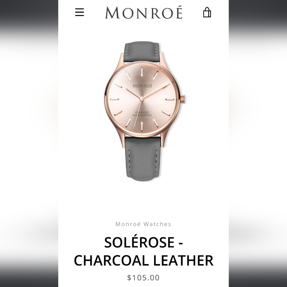 NWT Monroe‎ Watch- Rose gold/gray - Picture 8 of 8